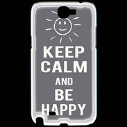 Coque Samsung Galaxy Note 2 Keep Calm Be Happy Gris