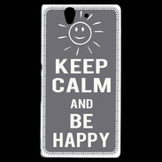 Coque Sony Xperia Z Keep Calm Be Happy Gris