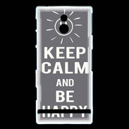 Coque Sony Xperia P Keep Calm Be Happy Gris