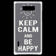 Coque LG Optimus L7 Keep Calm Be Happy Gris