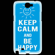 Coque Samsung Galaxy Note 2 Keep Calm Be Happy Cyan