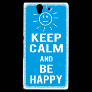 Coque Sony Xperia Z Keep Calm Be Happy Cyan