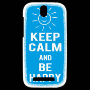 Coque HTC One SV Keep Calm Be Happy Cyan