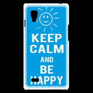 Coque LG Optimus L9 Keep Calm Be Happy Cyan