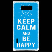 Coque LG Optimus L7 Keep Calm Be Happy Cyan