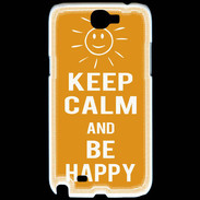 Coque Samsung Galaxy Note 2 Keep Calm Be Happy Orange