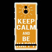 Coque Sony Xperia P Keep Calm Be Happy Orange