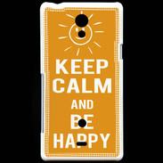 Coque Sony Xperia T Keep Calm Be Happy Orange
