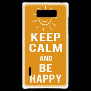 Coque LG Optimus L7 Keep Calm Be Happy Orange