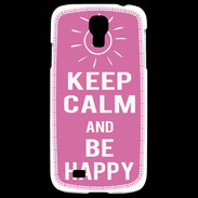 Coque Samsung Galaxy S4 Keep Calm Be Happy Rose