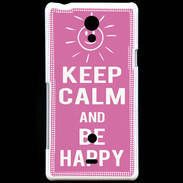 Coque Sony Xperia T Keep Calm Be Happy Rose