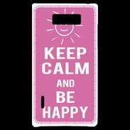 Coque LG Optimus L7 Keep Calm Be Happy Rose