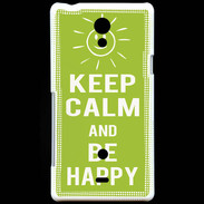 Coque Sony Xperia T Keep Calm Be Happy Vert pomme