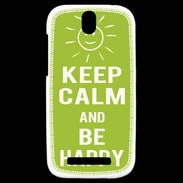 Coque HTC One SV Keep Calm Be Happy Vert pomme