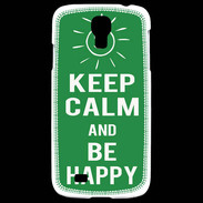 Coque Samsung Galaxy S4 Keep Calm Be Happy Vert