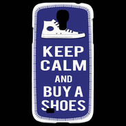 Coque Samsung Galaxy S4 Keep Calm Buy Shoes Bleu