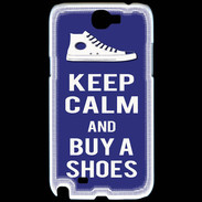 Coque Samsung Galaxy Note 2 Keep Calm Buy Shoes Bleu