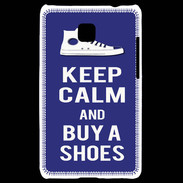 Coque LG Optimus L3 II Keep Calm Buy Shoes Bleu