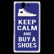 Coque Sony Xperia Z Keep Calm Buy Shoes Bleu
