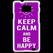 Coque Samsung Galaxy S2 Keep Calm Be Happy Violet