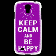 Coque Samsung Galaxy S4 Keep Calm Be Happy Violet