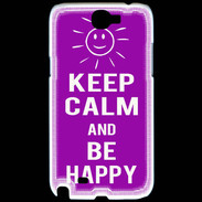 Coque Samsung Galaxy Note 2 Keep Calm Be Happy Violet