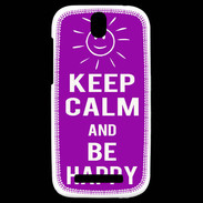 Coque HTC One SV Keep Calm Be Happy Violet