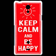 Coque Sony Xperia T Keep Calm Be Happy Rouge