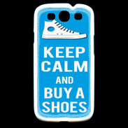 Coque Samsung Galaxy S3 Keep Calm Buy Shoes Cyan 