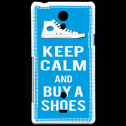 Coque Sony Xperia T Keep Calm Buy Shoes Cyan 