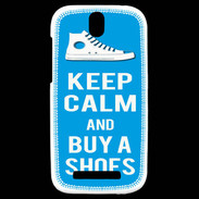 Coque HTC One SV Keep Calm Buy Shoes Cyan 