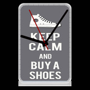 Pendule de bureau Keep Calm Buy Shoes Gris