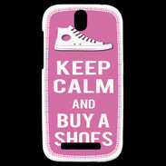 Coque HTC One SV Keep Calm Buy Shoes Rose