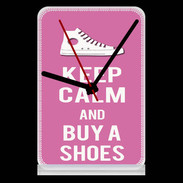 Pendule de bureau Keep Calm Buy Shoes Rose