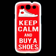Coque Samsung Galaxy S3 Keep Calm Buy Shoes Rouge