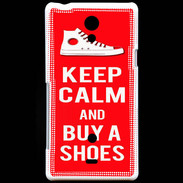 Coque Sony Xperia T Keep Calm Buy Shoes Rouge