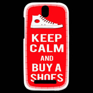 Coque HTC One SV Keep Calm Buy Shoes Rouge
