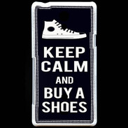 Coque Sony Xperia T Keep Calm Buy Shoes Noir