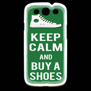 Coque Samsung Galaxy S3 Keep Calm Buy Shoes Vert