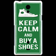 Coque Sony Xperia T Keep Calm Buy Shoes Vert