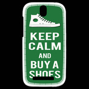 Coque HTC One SV Keep Calm Buy Shoes Vert