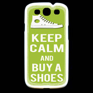 Coque Samsung Galaxy S3 Keep Calm Buy Shoes Vert Pomme
