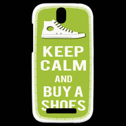 Coque HTC One SV Keep Calm Buy Shoes Vert Pomme