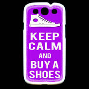 Coque Samsung Galaxy S3 Keep Calm Buy Shoes Violet