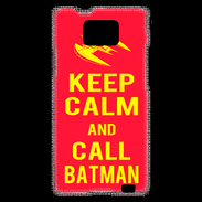 Coque Samsung Galaxy S2 Keep Calm Call Batman Rouge