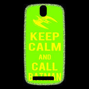 Coque HTC One SV Keep Calm Call Batman Vert pomme