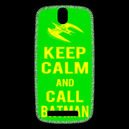 Coque HTC One SV Keep Calm Call Batman Vert