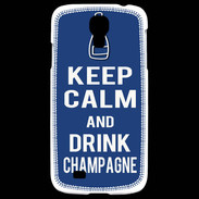 Coque Samsung Galaxy S4 Keep Calm Drink Champagne Bleu