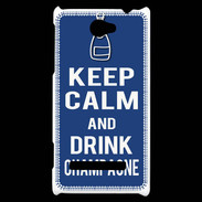 Coque HTC Windows Phone 8S Keep Calm Drink Champagne Bleu