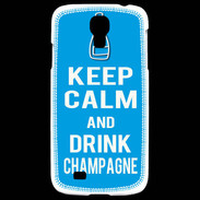 Coque Samsung Galaxy S4 Keep Calm Drink champagne Cyan